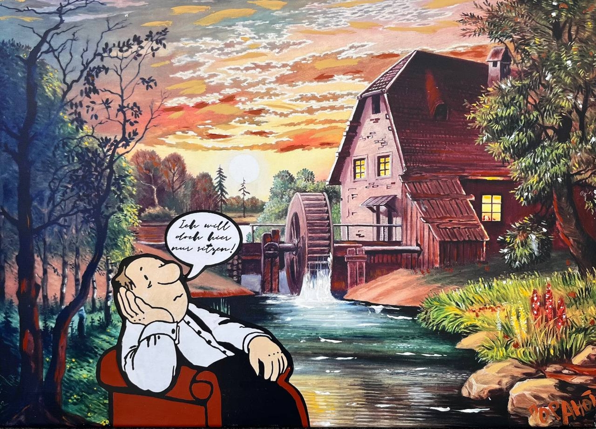 Loriot Ich Will Einfach Nur Hier Sitzen Text "LORIOT WILL NUR SITZEN II"- Leinwanddruck von M. Rosato | GALERIE SCHMIDT